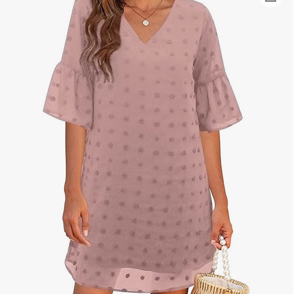 Pink chiffon flowy dusty pink dress